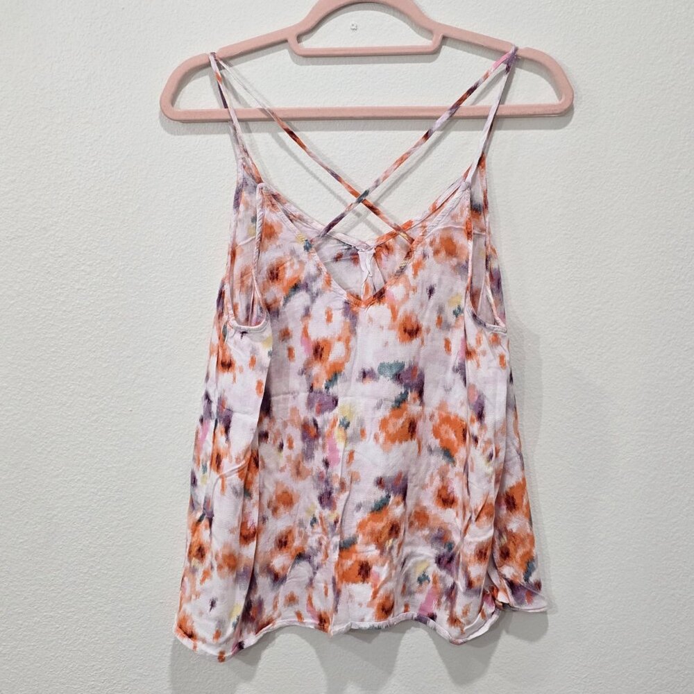 Lucky Brand ✦ Floral Watercolor Crisscross Back Tank Top ✦ Sleeveless L - Picture 3 of 9